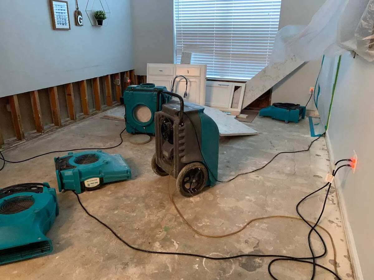 Dehumidifier in flood-cut room for Water Damage Restoration in Venice