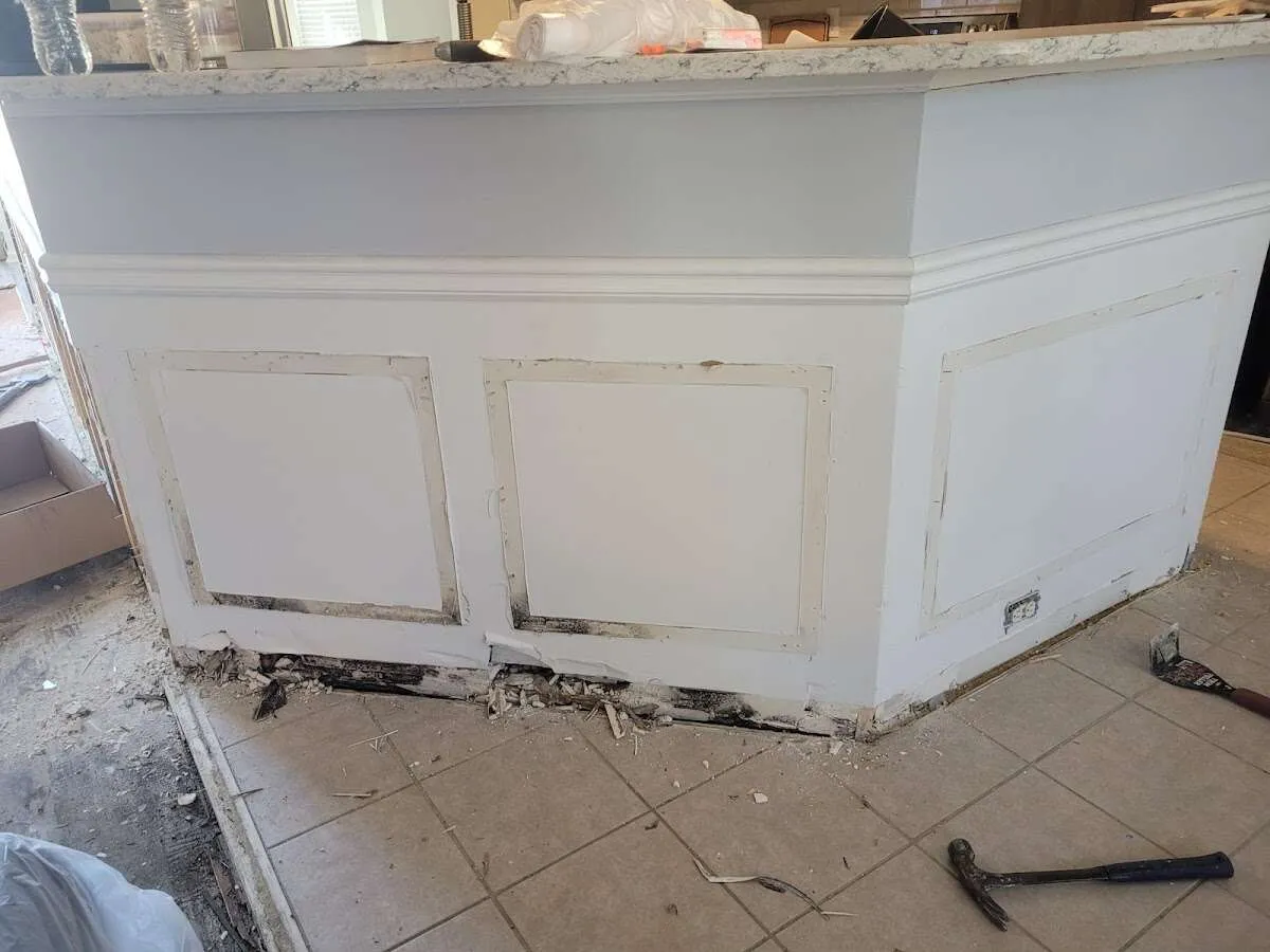 Water damage and mold on kitchen during Storm Damage Restoration in Venice